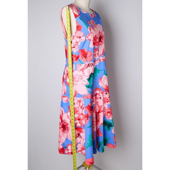 Tahari ASL Floral Midi Dress 14 A-Line Baby Shower Wedding Guest Vacation Resort - Picture 6 of 10